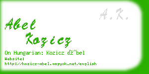 abel kozicz business card